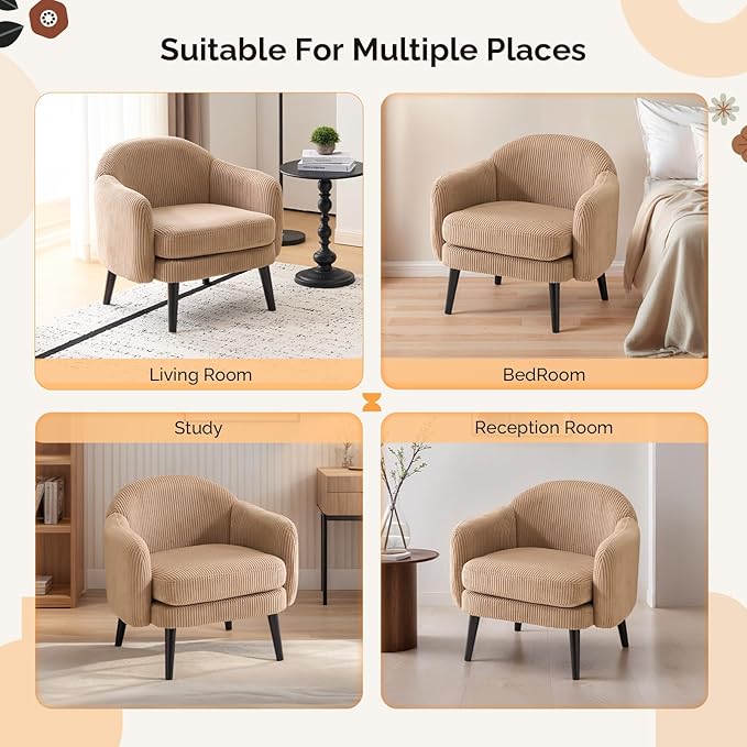 VINGLI 30.3" Wide Modern Barrel Accent Armchairs Set of 2