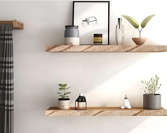 YYWUOJJ Wood Floating Shelves for Wall Decor, Rustic Wall Shelves for Bedroom