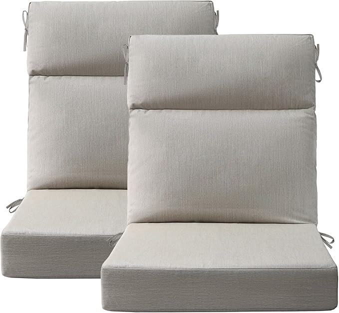 Unimatta Sunbrella Outdoor High Back Chair Cushion Seat Pads, 44 x 21 Inch