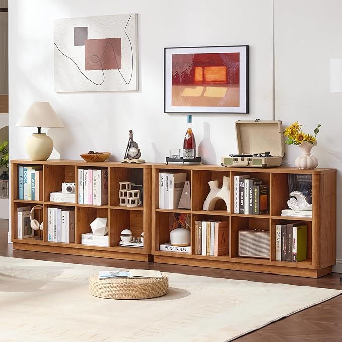 Joaxswe 8 Cube Storage Book Shelf, Floor Standing Wooden Cubby Bookcase