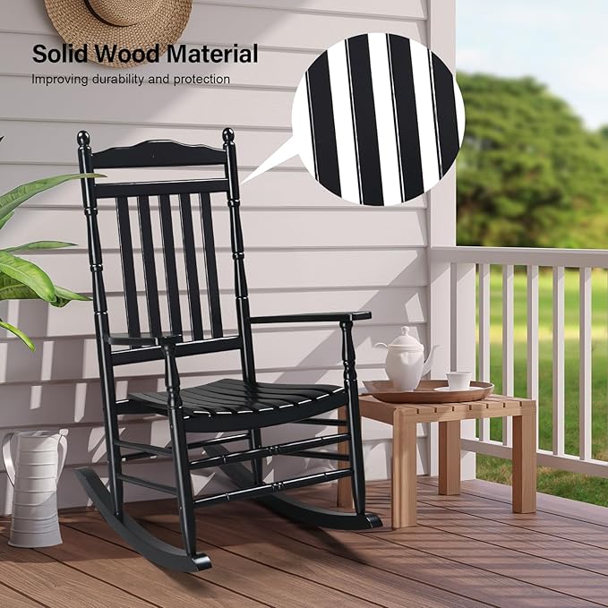 VINGLI Wooden Rocking Chair Outdoor, Patio Rockers