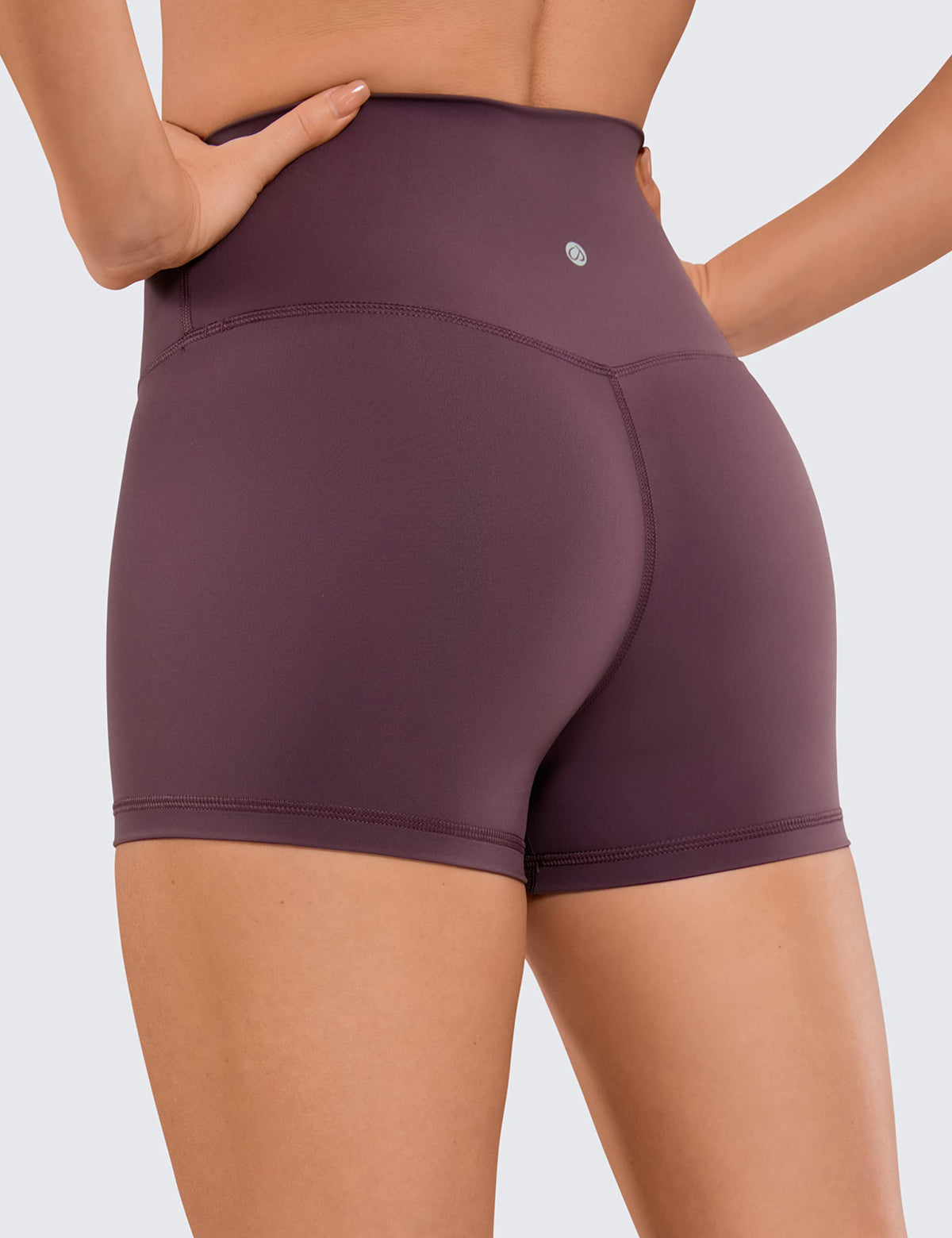 CRZ YOGA Women's Naked Feeling Biker Shorts - 3 Inches High Waisted Yoga Workout Running Spandex Arctic Plum Small
