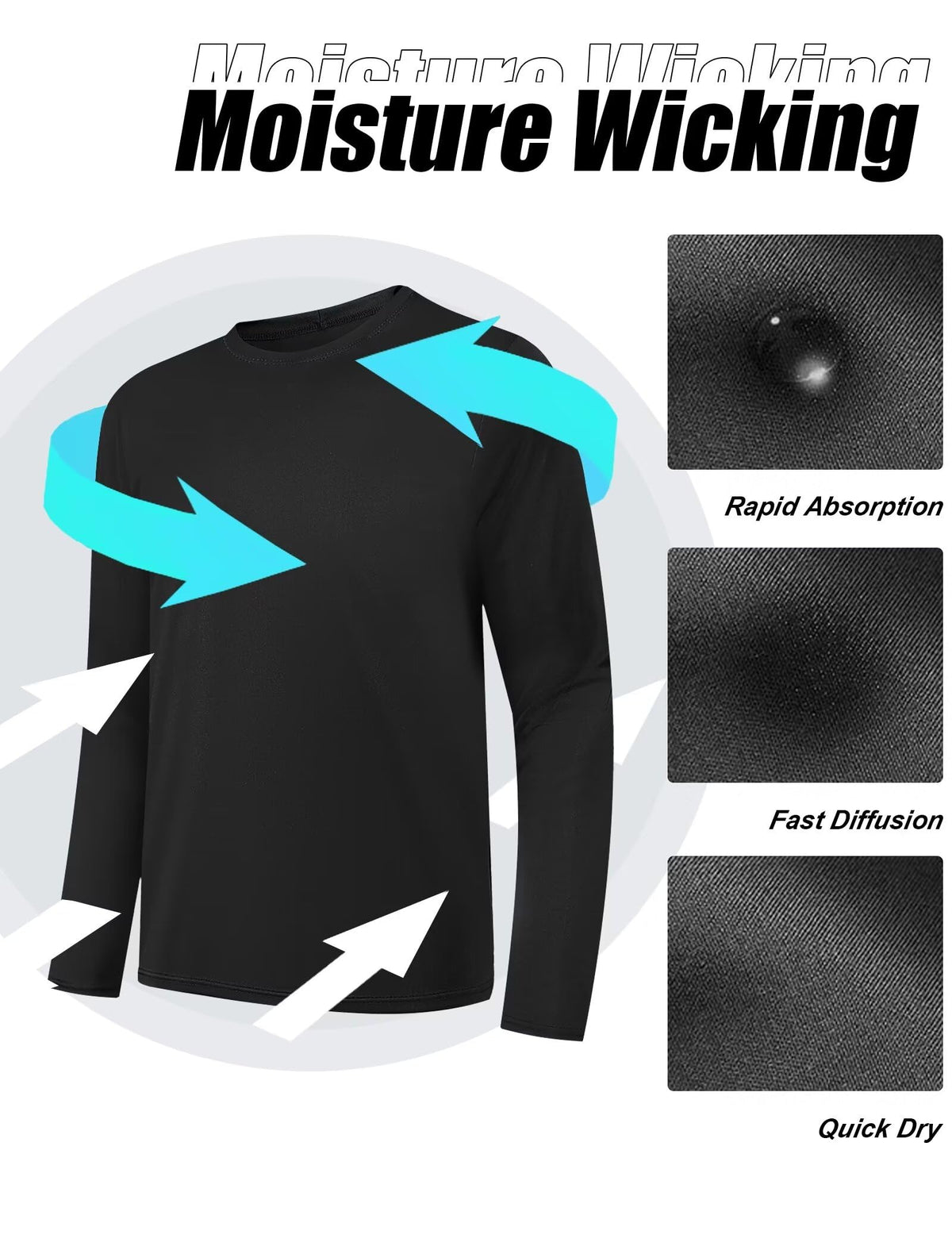 OYGSieg 6 Pack Long Sleeve Shirts for Men Moisture Wicking UPF SPF Sun Protection Tee Shirts Workout T Shirts Casual L