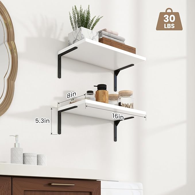 Fun Memories Deep Floating Shelves, 16W x 8D Floating Shelves Set of 2