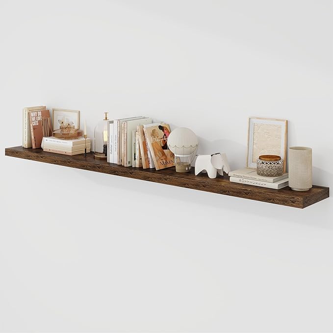 Acovy 72 Inch Floating Shelves, 9.3" Deep Floating Shelf Wall Mounted, Rustic