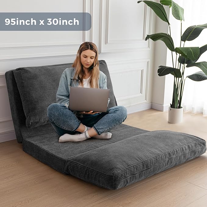 MAXYOYO Folding Sofa Bed, Extra Thick and Long Floor Sofa Convertible Sleeper