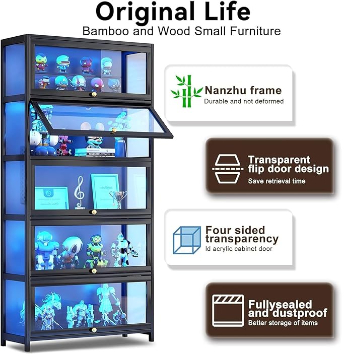 Display Cabinet with Acrylic Glass Doors 67.7'' Tall Curio Cabinet