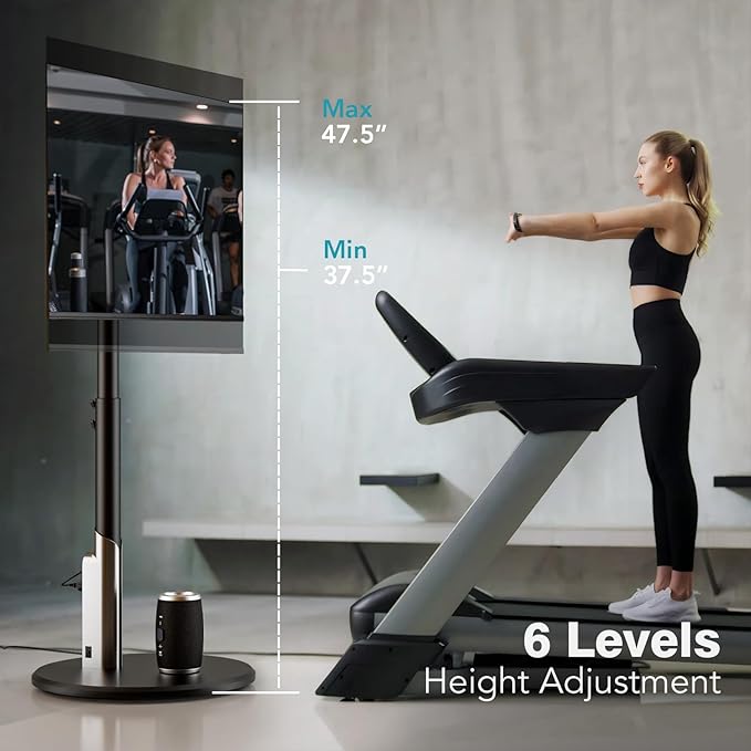 Floor Mobile TV Stand with Power Outlet, Rolling TV Cart