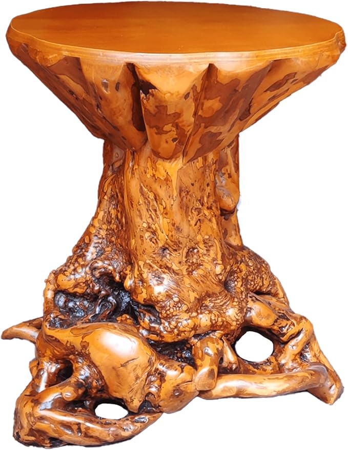 Aotea Crafts Rustic Azalea Tree Stump/Root End Table | Unique Wood Root Log