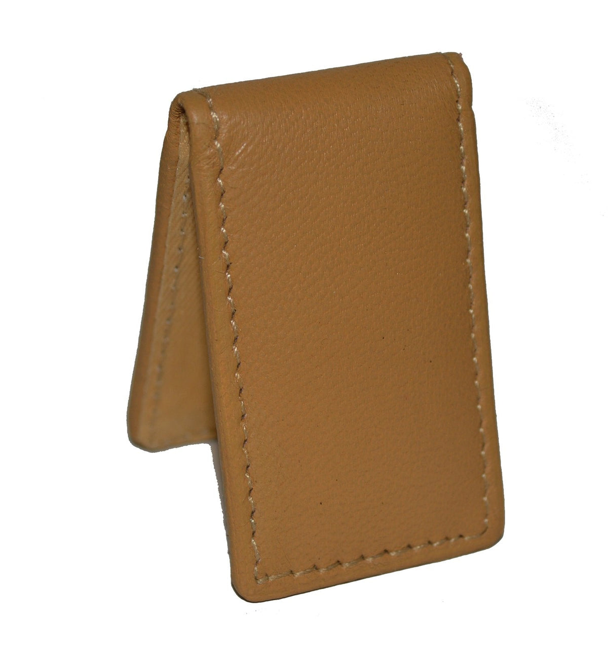 Leatherboss Genuine Leather Slim Magnetic Minimalist Bifold Money Clip Cash Holder Wallet, Tan