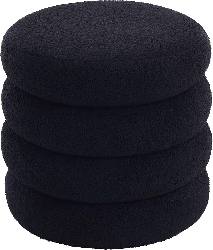 Flouki 19.5" Storage Ottoman Round, Vanity Stools