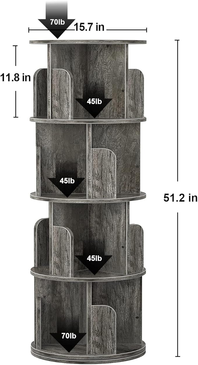 Aheaplus Rotating Bookshelf, 360 Display Corner Bookshelf