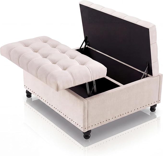 Garvee 36'' Large Square Storage Ottoman, Lift Top Storage Ottoman Coffee Table