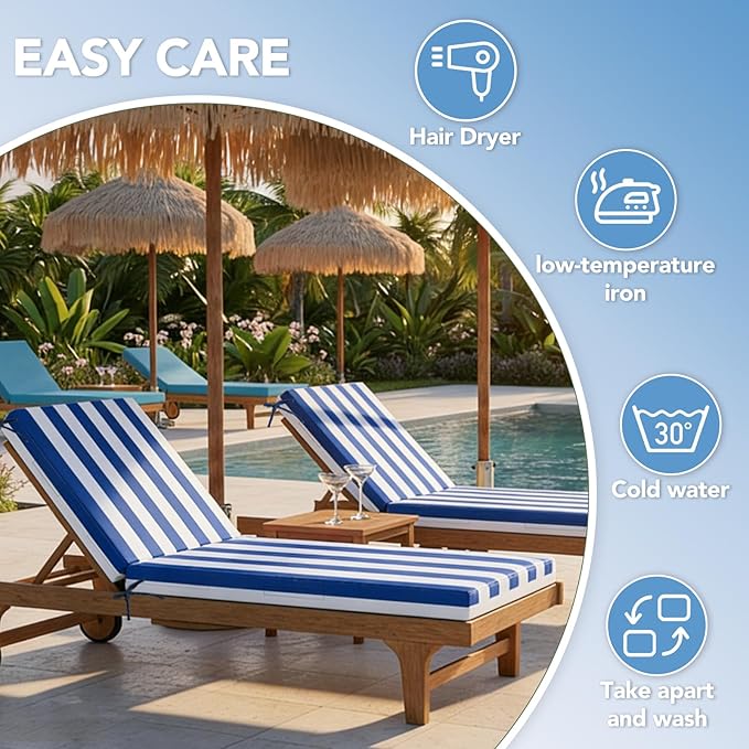 L'AGRATY Outdoor Lounge Chaise Cushion: 72x21x3 Inch Waterproof Lounge Chair