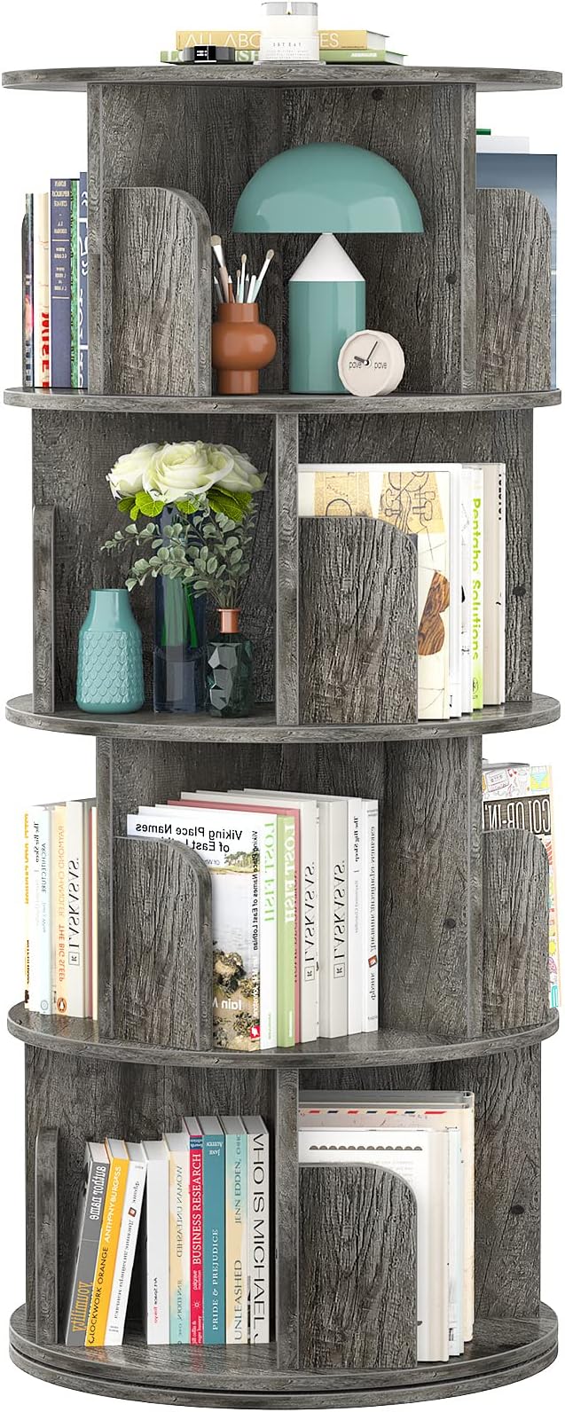 Aheaplus Rotating Bookshelf, 360 Display Corner Bookshelf