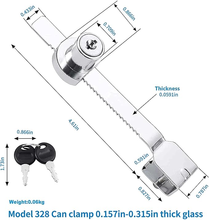 2Pcs Glass Cabinet Lock with Keys, Display Case Lock