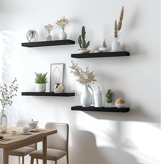 YYWUOJJ Wood Floating Shelves for Wall Decor, Rustic Wall Shelves for Bedroom