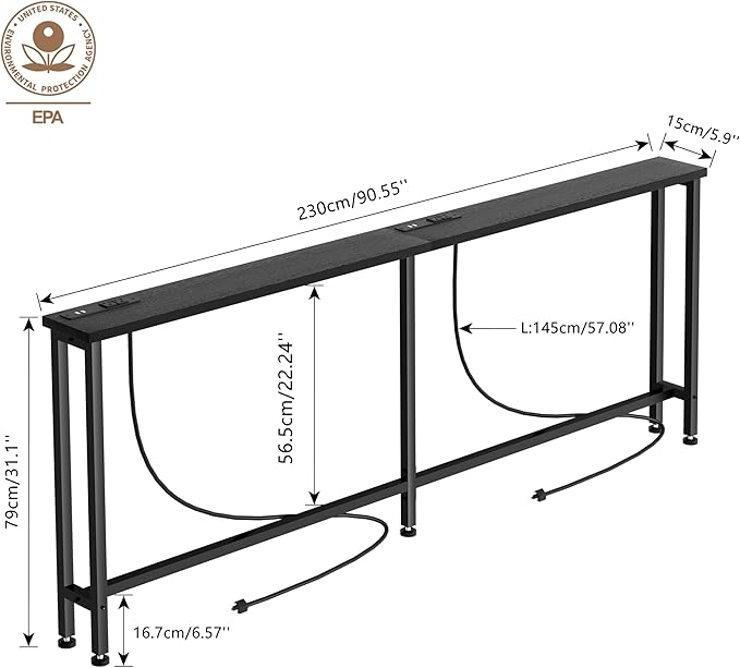 Keelian 90" Narrow Sofa Table