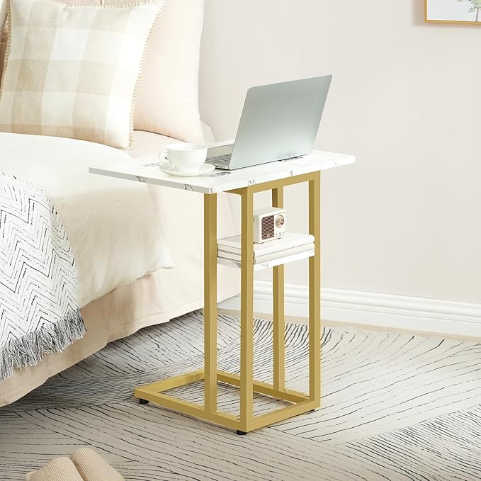 HOOBRO Foldable C Shaped End Table, C Shaped Side Table