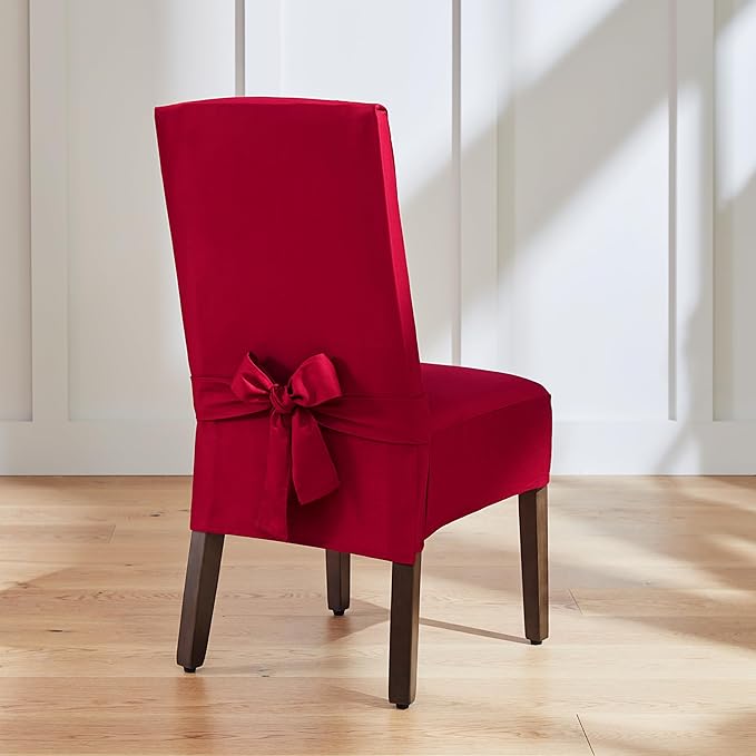 SureFit Cotton Duck Canvas Short Dining Room Chair Covers, Dining Chair Cover