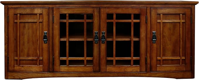Leick Home 82360 Solid Wood Mission Oak Four Door TV Stand