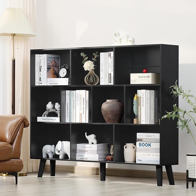 YAHARBO 10 Cube Large Bookshelf, 3 Tier Bookcase