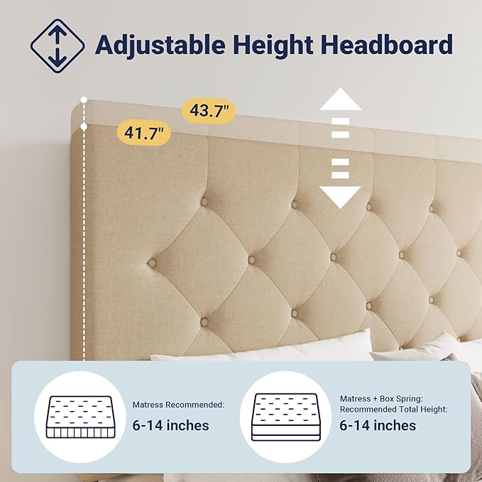 Allewie Upholstered Full Size Platform Bed Frame