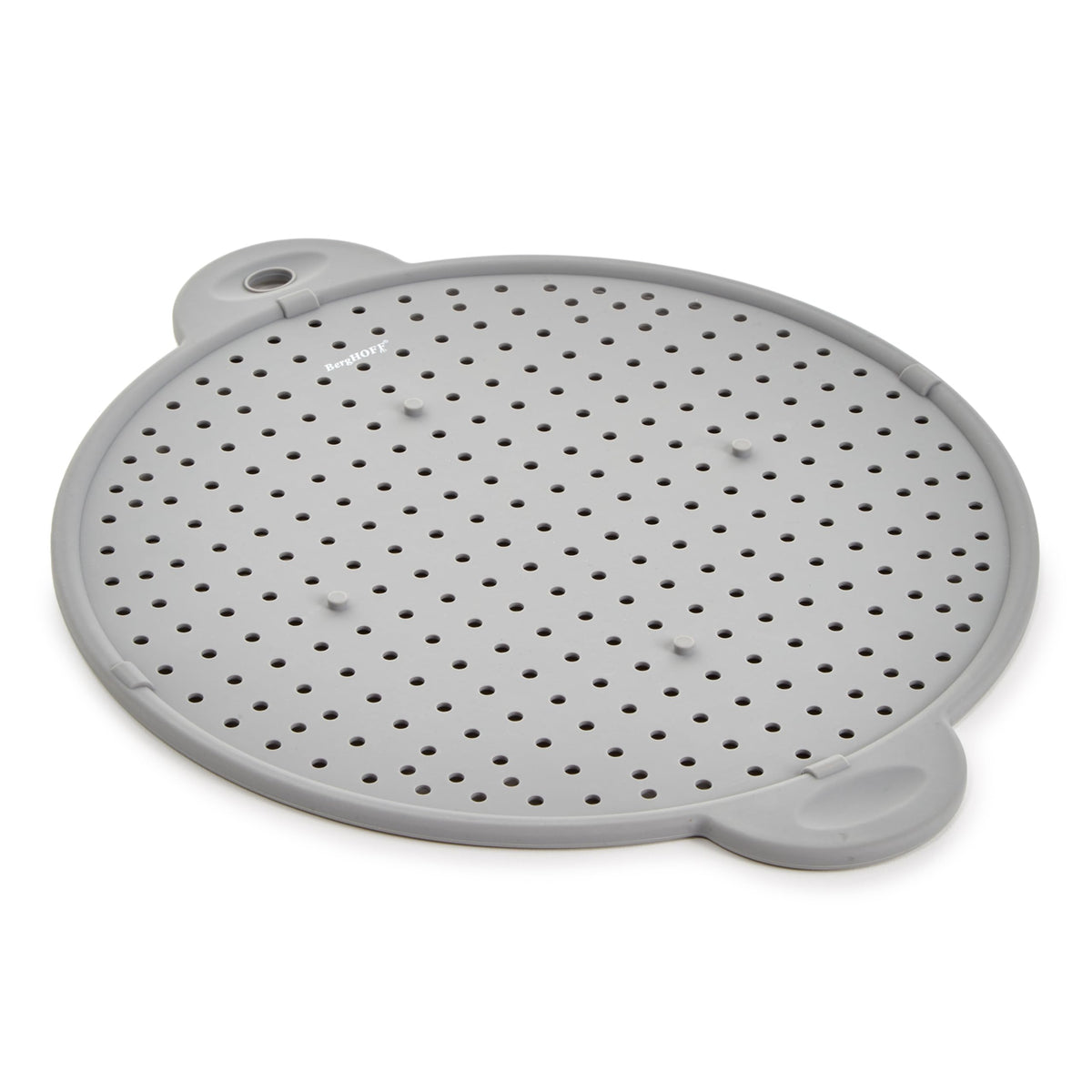 BergHOFF Essentials Heat-Resistant Silicone Splatter Screen 11", Multifunctional, Grease Straining, Cooling Rack, Prevent Burns, Grey