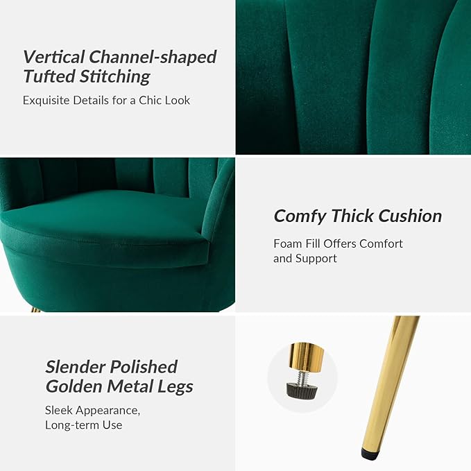 HULALA HOME Modern Velvet Accent Chairs Set of 2