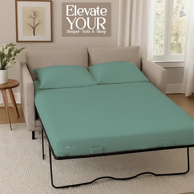 Sleeper Sofa Bed Sheet, 100% Cotton 400 Thread Count, 4 Piece Set, Deep Pocket