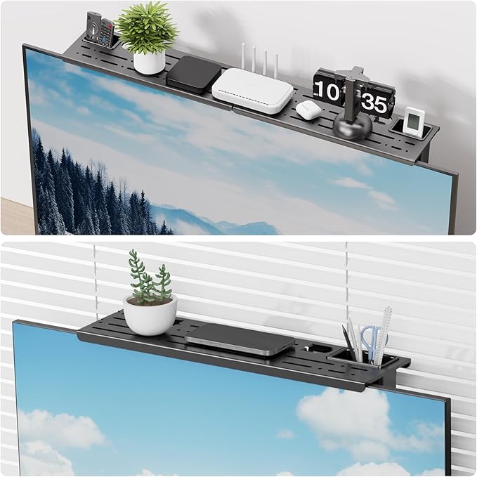 CABTE Adjustable Steel TV Top Shelf, Floating TV Stand, Universal Monitor Shelf
