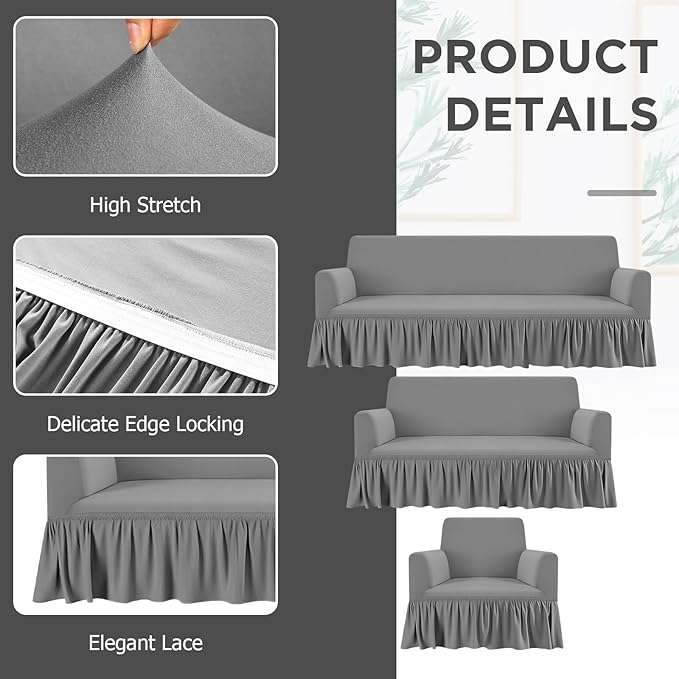 Fanfanwin 3 Pcs Sofa Slipcover Set
