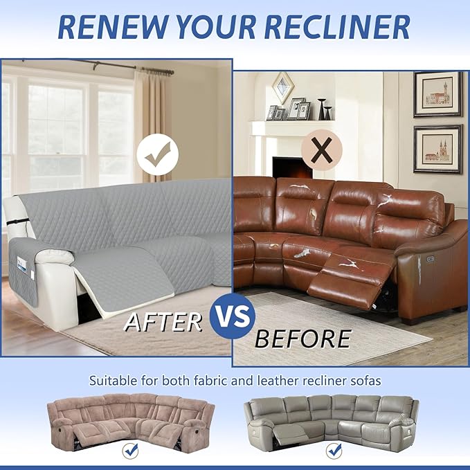 Arfntevss Recliner Sectional Couch Covers Waterproof L Shape Sofa Cover