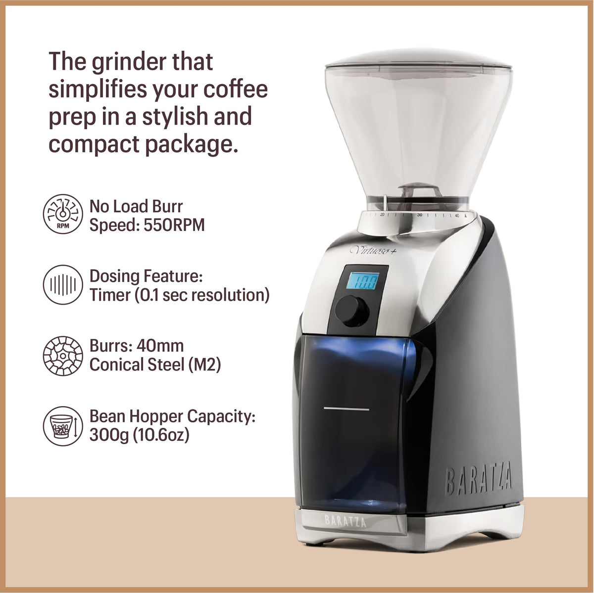 Baratza Virtuoso+ Coffee Grinder ZCG587BLK, Black