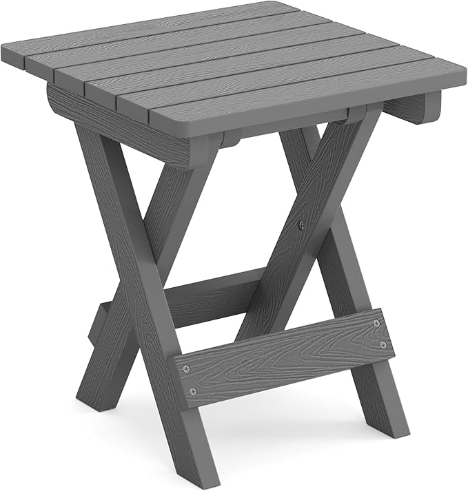 LUE BONA Small Outdoor Folding Side Table, HDPS Outside End Table