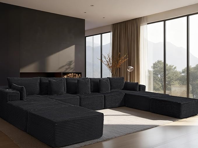 168" Cloud Sectional Couch, Comfort U Shaped Sofa