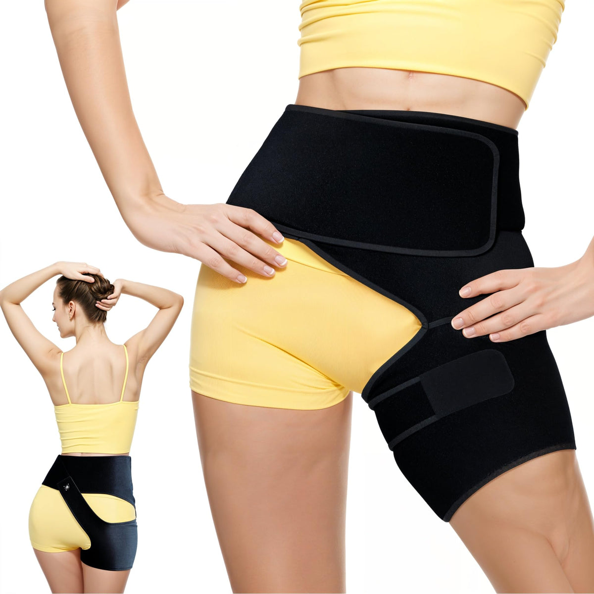 Boxiki Hip Brace for Sciatica Pain Relief - Adjustable Groin Compression Wrap Support for Thigh, Hamstring, Arthritis, Bursitis and Injuries - Sciatic Nerve Brace for Men & Women for Left Leg - Large