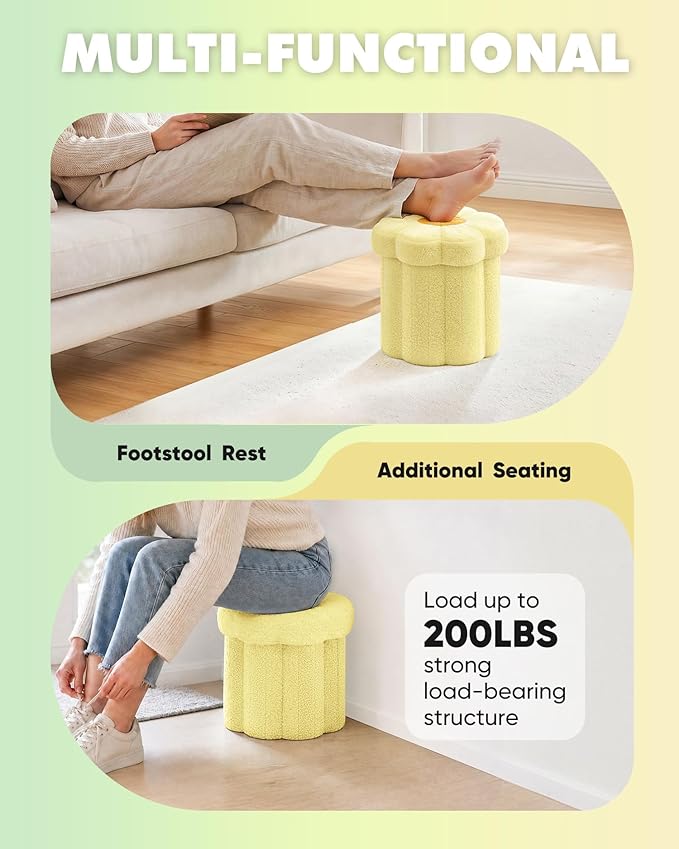 B FSOBEIIALEO Storage Ottoman Foldable, Sunflower Shaped Small Footrest