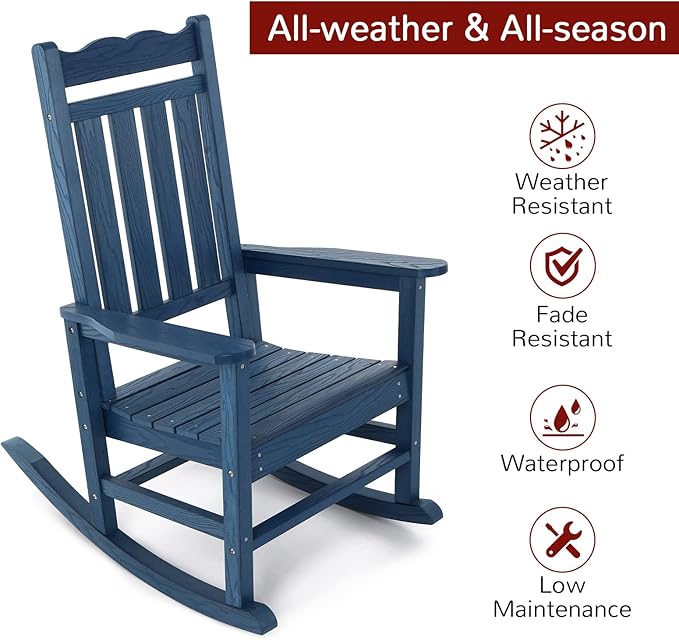 Stoog All-Weather Patio Rocking Chairs Set of 2, Outdoor Rocking Chair