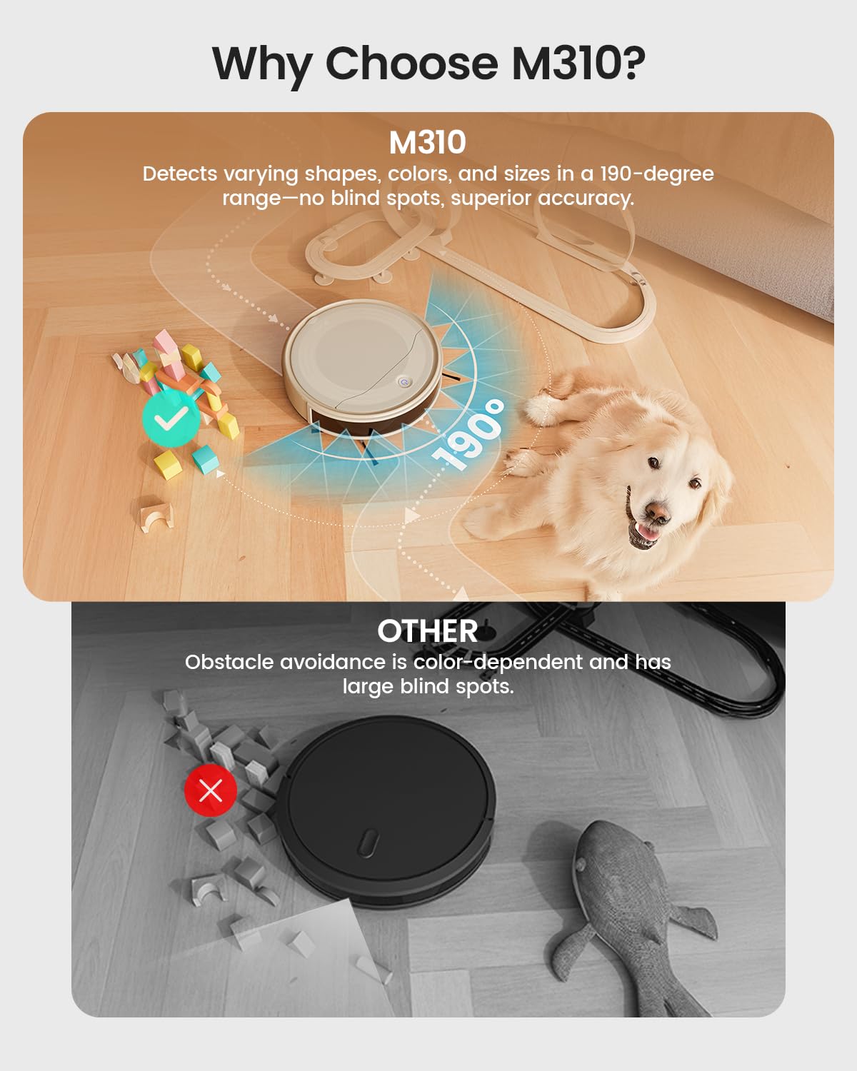 Lefant M310 Robot Vacuum Cleaner-4500Pa Suction, PreciSense Obstacle Avoidance, Brushless Motor, Quite, Slim, 160Mins, Self-Charging Robotic Vacuum, App/Wi-Fi/Alexa, Ideal for Pet Hair Hard Floor