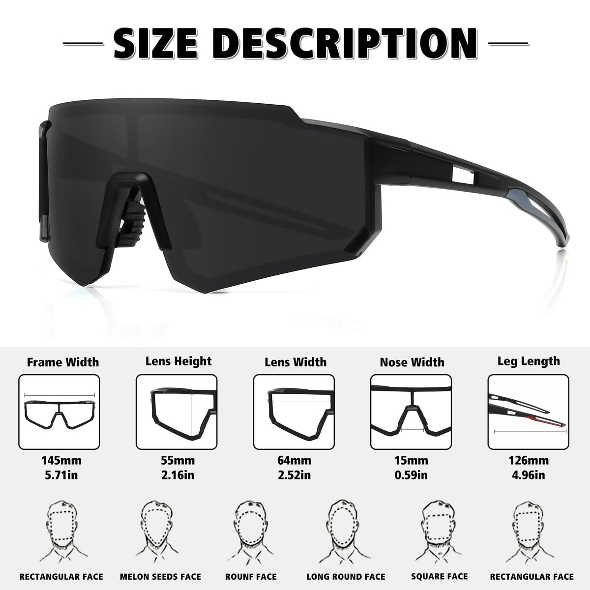 STORYCOAST Polarized Sports Sunglasses for Men Women,Bike Glasses Driving Fishing Cycling Mountain Bike Sunglasses UV400 Protection Matte Black Frame-Gray Lens