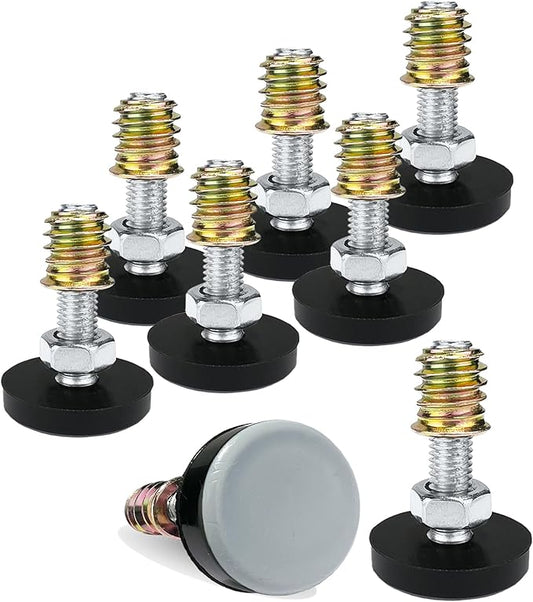 1/4" Thread Leveling Feet PTFE Bottom, Adjustable Furniture Feet Threaded Screw