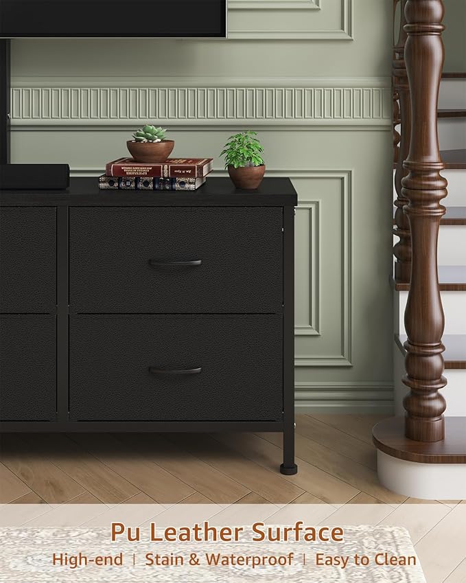TV Stand with Mount, Fabric Dresser with 6 Drawers