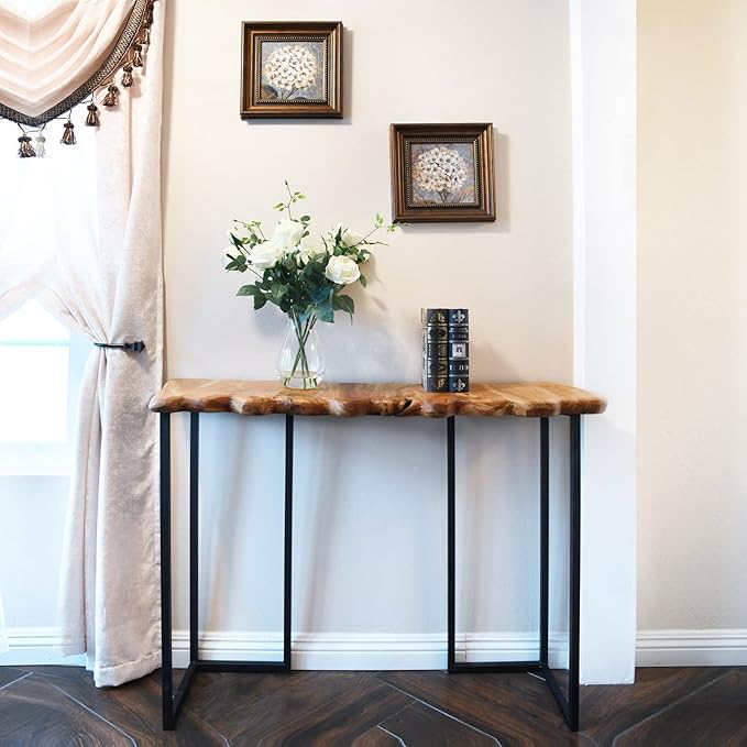 WELLAND Cedar Wood Live Edge Console Table 13" D x 42" W x 33" H Writing Desk