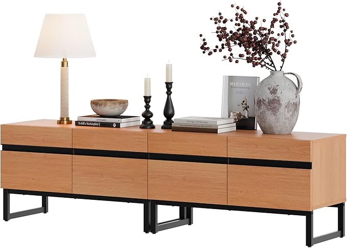 WAMPAT Modern TV Stand for 50-75 Inch TVs, Wood Entertainment Center