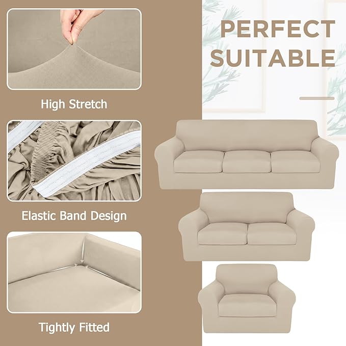HunnmingRe Sofa Covers for 3 Cushion Couch Stretch Sofa and Loveseat Covers Set