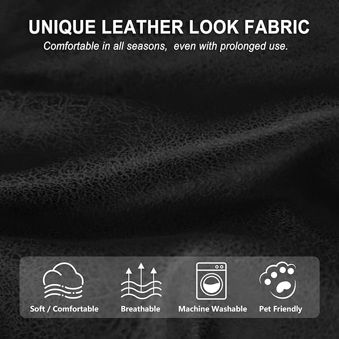 ANARACHON Leather Look Recliner Couch Cover, 8-Pieces Stretch Recliner Sofa