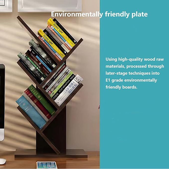 Godferyxin Book Tree Bookshelf, 5-Tier Wood Bookshelf Tree Bookcase