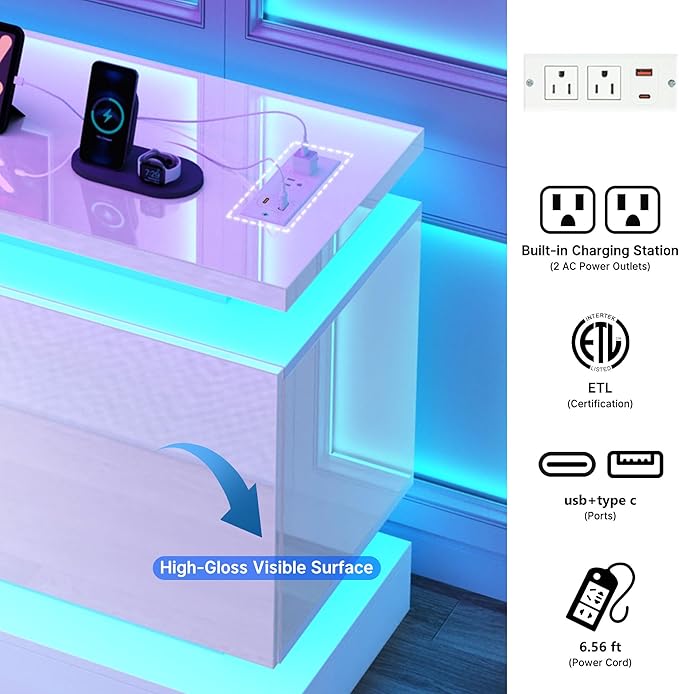 chartustriable 81IN LED TV Stands w/50 inch Fireplace Power Outlet