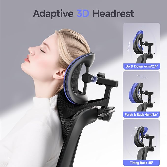 Ergonomic Office Chair with 3D Headrest, Computer Chair with Adjustable